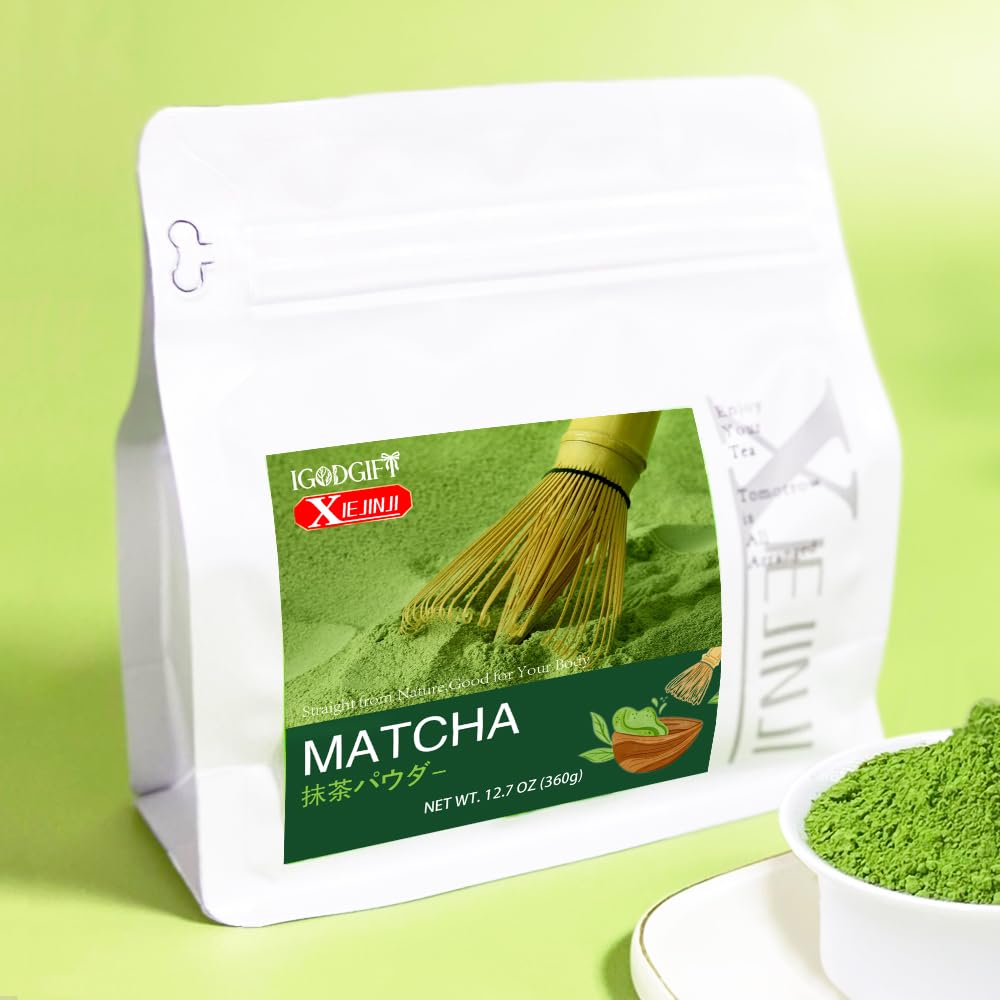 XIEJINJI Matcha Powder - 360g (12.7 oz) - Versatile Culinary Grade Green Tea Powder for Lattes, Baking, Smoothies & Desserts