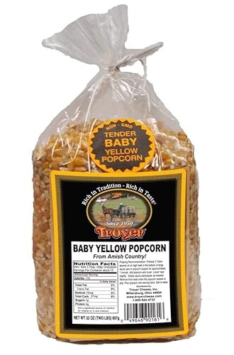 Amish Popcorn Gluten Free, NON GMO Tender Baby Yellow Popcorn by Troyer Farms - 2 lb. Bag