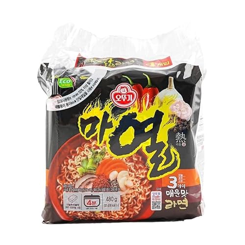 OTTOGI MAYEUL Ramen, 8 Pack of Super Spicy Bold Garlic flavor Korean Instant Noodle, Bold Savory Broth Soup (4.23oz x 8)