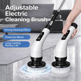 Premium Electric Bathroom Cleaning Brush, Waterproof Cordless Bathroom & Kitchen Cleaning Brush with Adjustable Handle & 9 Replaceable Heads