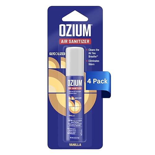 Ozium 0.8 oz. Air Sanitizer & Odor Eliminator for Homes, Cars, Offices and More, Vanilla Scent, Pack of 4