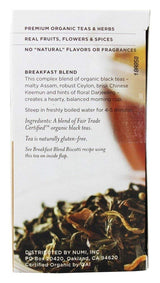 Wholesale CASE of 20 - NUMI Morning Rise Black Tea -Black Tea, Organic, 18 Bags/BX, Breakfast Blend