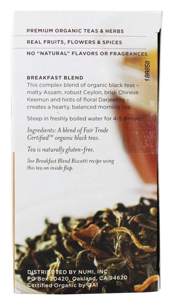 Wholesale CASE of 20 - NUMI Morning Rise Black Tea -Black Tea, Organic, 18 Bags/BX, Breakfast Blend