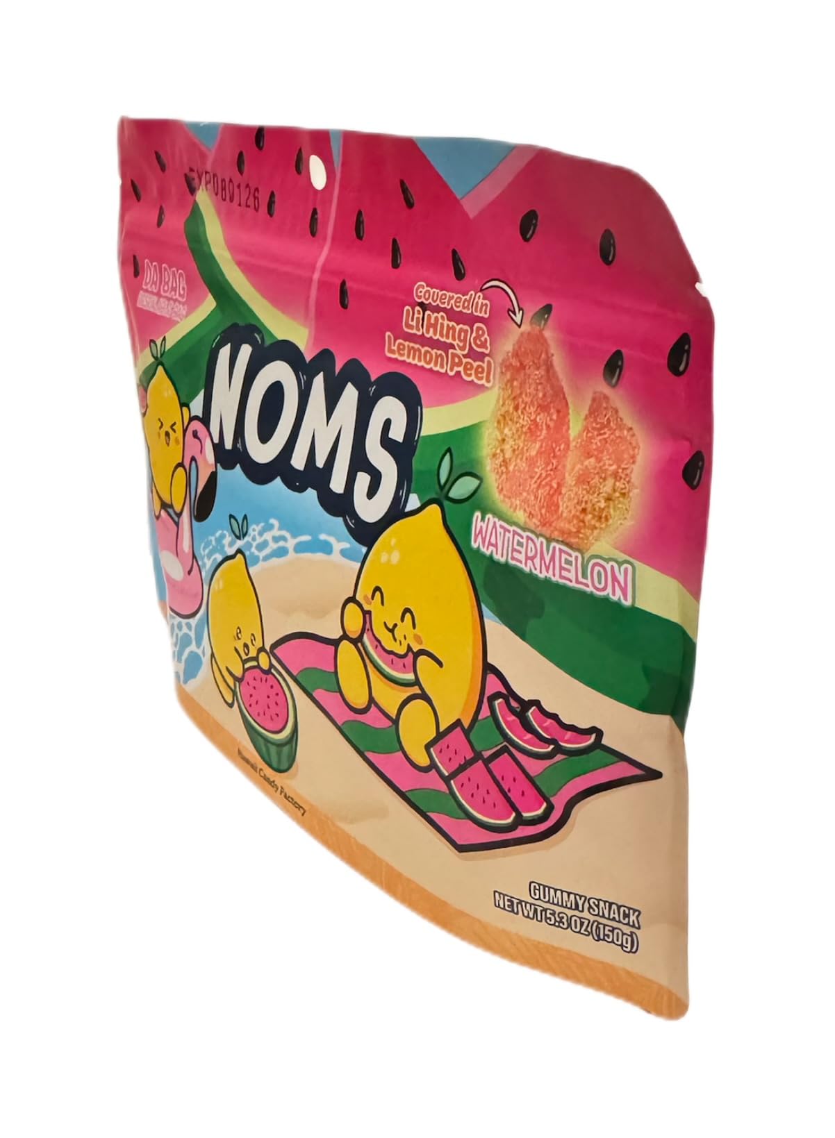 NOMS Watermelon Gummy Snack - Covered in Li Hing & Lemon Peel (5.3 oz)