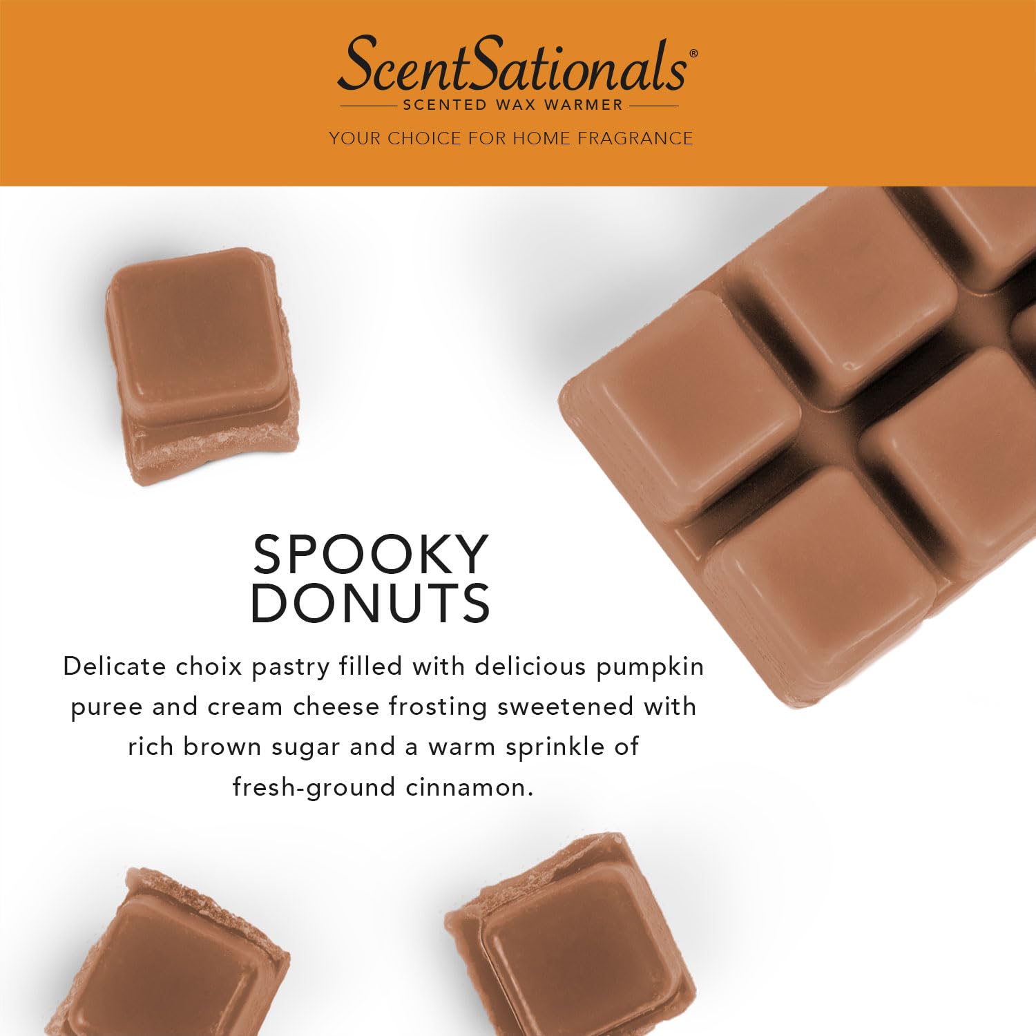 ScentSationals Spooky Donuts Scented Wax Melts - Pumpkin, Cream Cheese, & Brown Sugar, 10oz (24 Cubes)