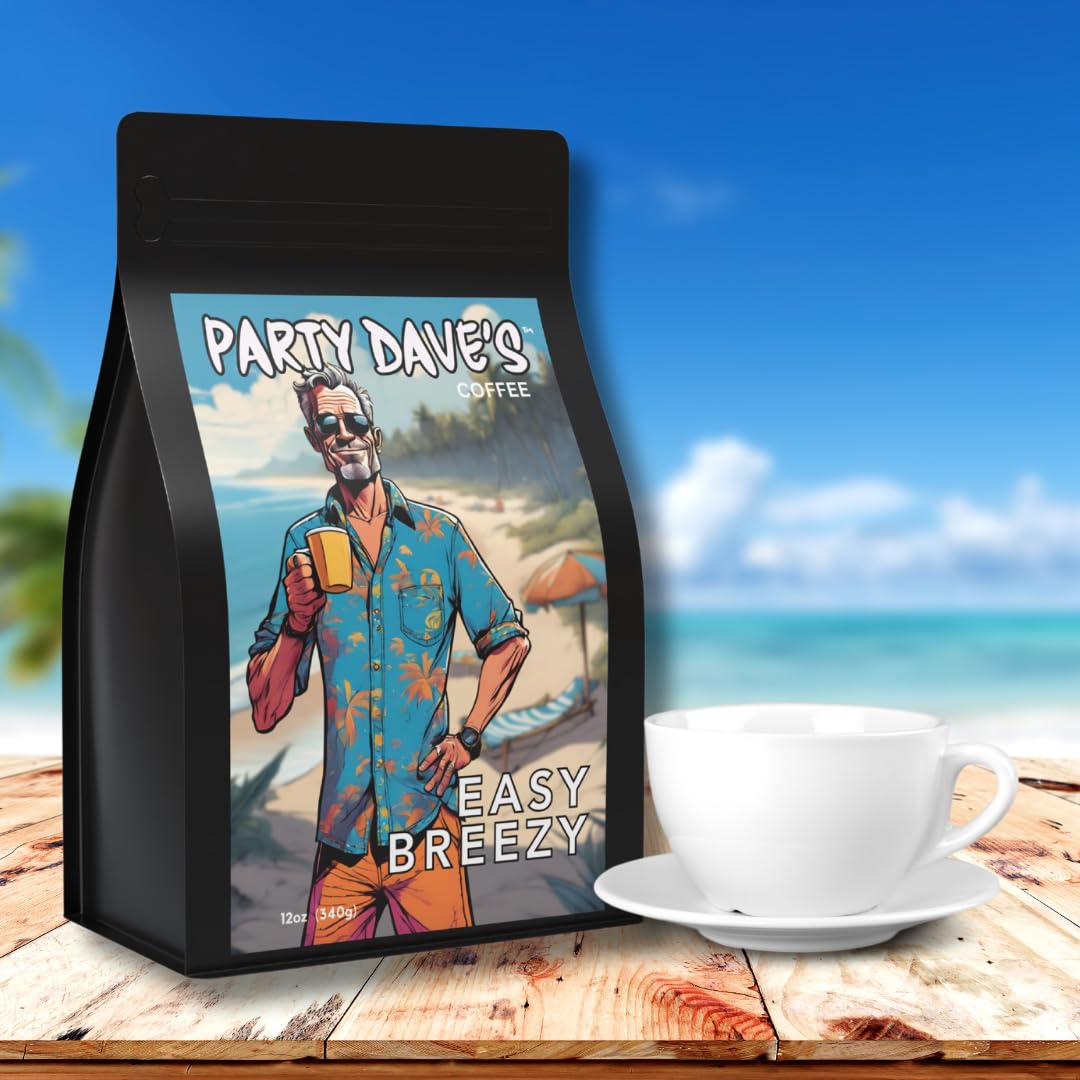 Party Dave’s Easy Breezy Sumatran Mandheling Whole Bean Coffee - Single Origin Indonesia - 100% Arabica, Medium-Dark Roast - Rich & Smooth with Brown