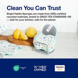 Bright Habits Sponge Set in Jolie Taupe, 6 Pack Super Absorbent Washable Reusable Cleaning Sponges Made from Recycled Materials, Durable Eco Friendly