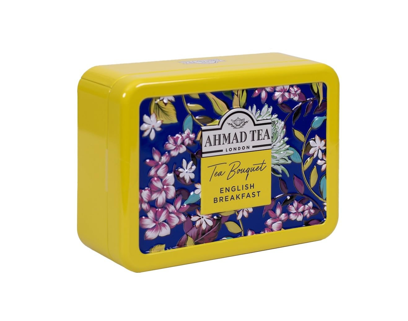 Ahmad Tea Floral Tea Tin Gift, Yellow Caddy, English Breakfast, 10 Tea Bags