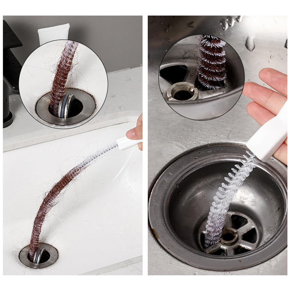 MVPACKEEY 60CM Sink Drain Unblocker Tool Brush, Hair Catcher Pipe Cleaning Brush for Bathroom Kitchen, Multi Functional Waterpipe Overflow