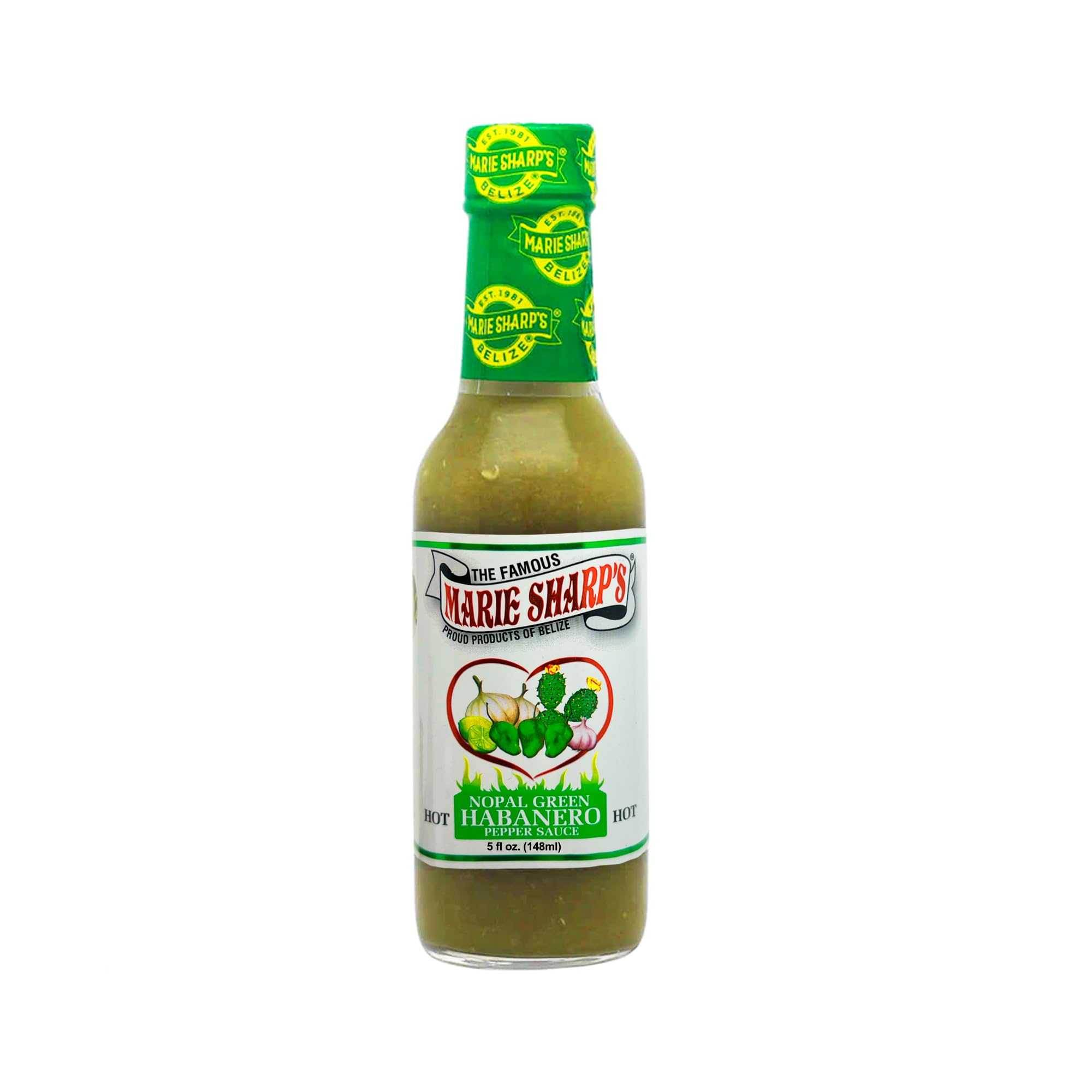 Marie Sharp’s Green Habanero Hot Pepper Sauce, 5 Oz Mild-Medium Heat| All-Natural Belizean Hot Sauce [Pack of 2]