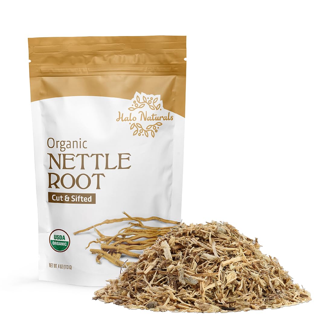Halo Naturals Organic Nettle Root Cut & Sifted, 4 Ounces (Urtica dioica) USDA Certified | Resealable Pouch| Packaged in The USA