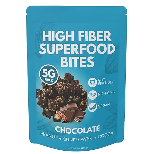 High Fiber Superfood Bites Sample Pack, 5g Clean Fiber Snack for Adults, Peanut, Cocoa & Date Flavors, No Added Sugar, Vegan High Fiber Snack