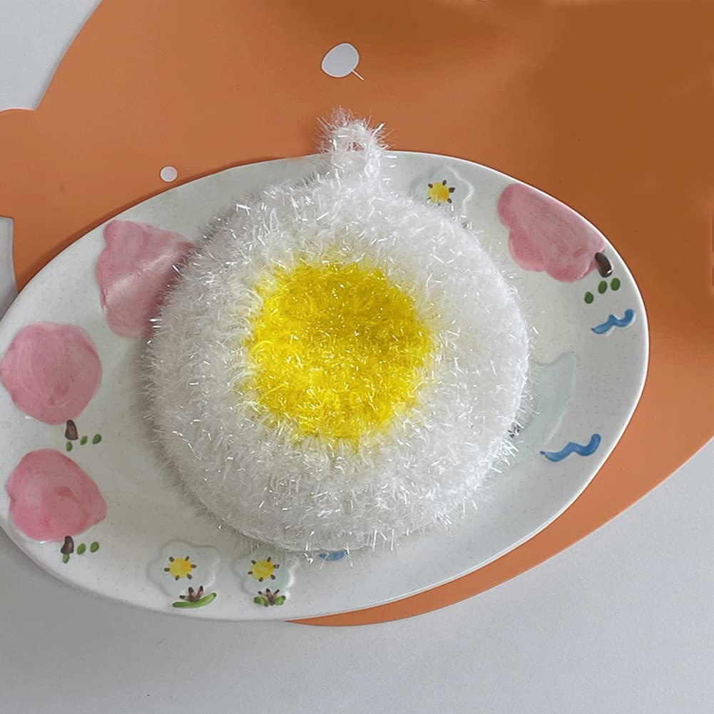 Avocado and Egg Shape Acrylic Dish/Pot Scrubbers for Dish Washing, Cute Food Dish Sponge No Odor Kitchen Sponge Net Dish Cloths, 2 Pack
