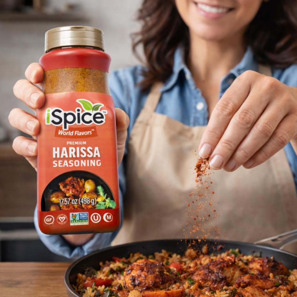 iSpice Blend | Harissa Seasoning | 17.57 oz | Mixed Spice & Seasoning | Bulk Size | Halal | Kosher (Harissa)