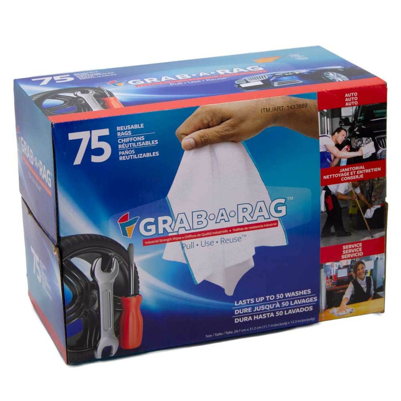 Multi Use Cleaning Rags 75 Count Super Absorbent edgeless White Rags, Washable, Multi-use Rags