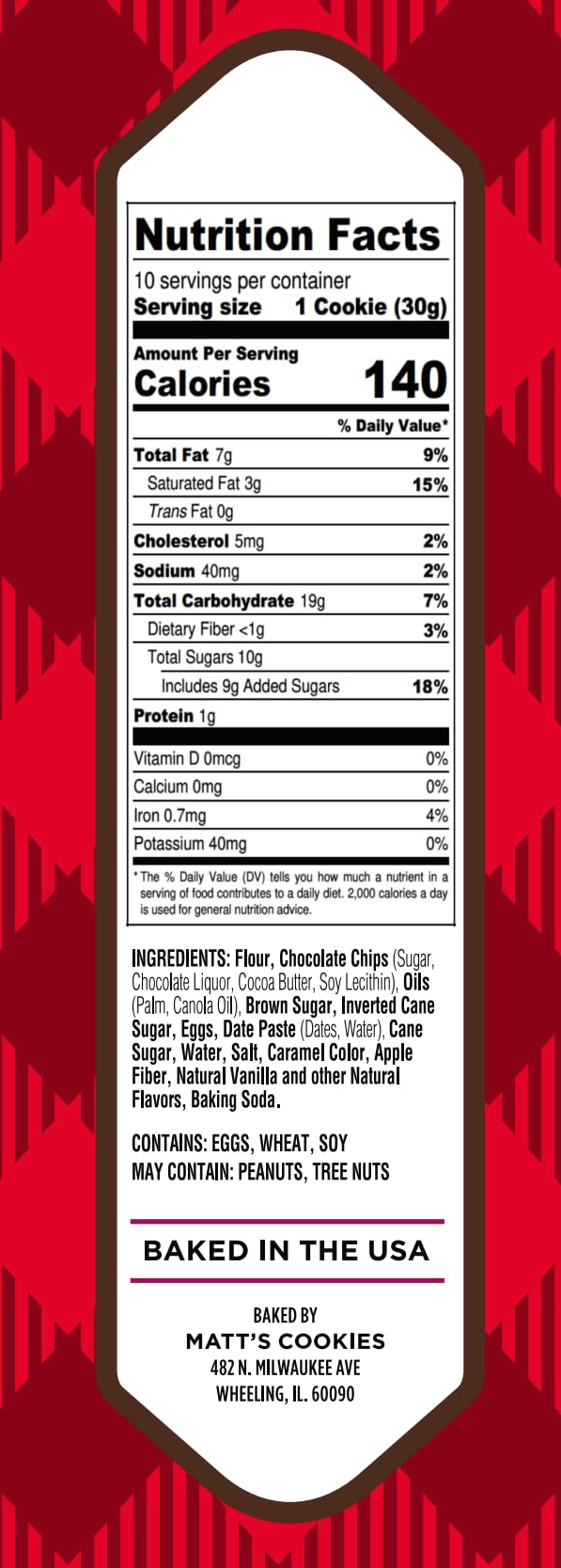 Matt's Bakery | Chocolate Chip Cookies | Soft-Baked, Non-GMO, All-Natural Ingredients; 4 Bags (10.5oz Each)