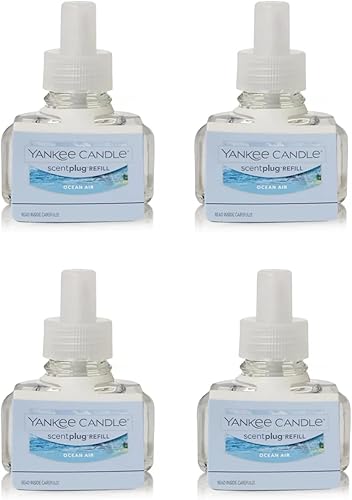 Yankee Candle ScentPlug Refill for Plug in Air Fresheners, Scented Oil Refills, Long Lasting Home Fragrance, Ocean Air (Pack of 4)
