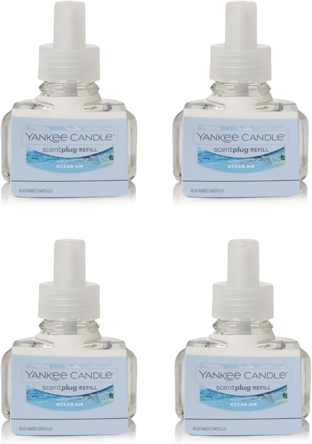 Yankee Candle ScentPlug Refill for Plug in Air Fresheners, Scented Oil Refills, Long Lasting Home Fragrance, Ocean Air (Pack of 4)