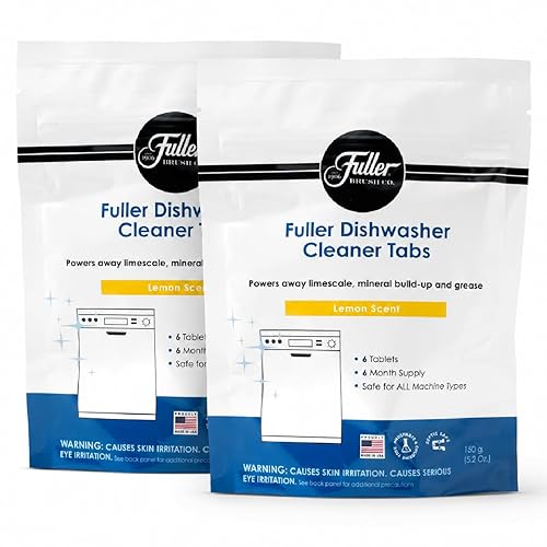 Fuller Dishwasher Cleaner Tabs - Lemon Scent - Eliminates Limescale, Grease & Odors - Septic Safe, Compatible with All Dishwasher Types - (Pack of 2)
