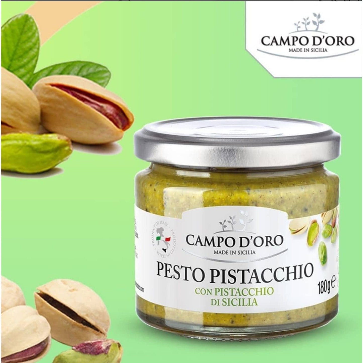 CAMPO D'ORO - Pistachio Pesto, Unsweetened, Paste, Sicilian Pesto, 6.35 oz