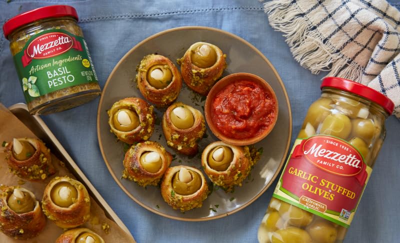 Mezzetta Stuffed Olives (2 Pack) | Garlic Stuffed Olives 10 oz, Jalapeño Stuffed Olives 10 oz