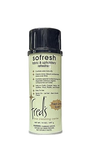 Fred's Sofresh Fabric and Upholstery Refresher - Odor Eliminator, Fabric Freshener for Couch, Carpet, Rugs, 14 Ounce, Fresh Linen Scent, Spray