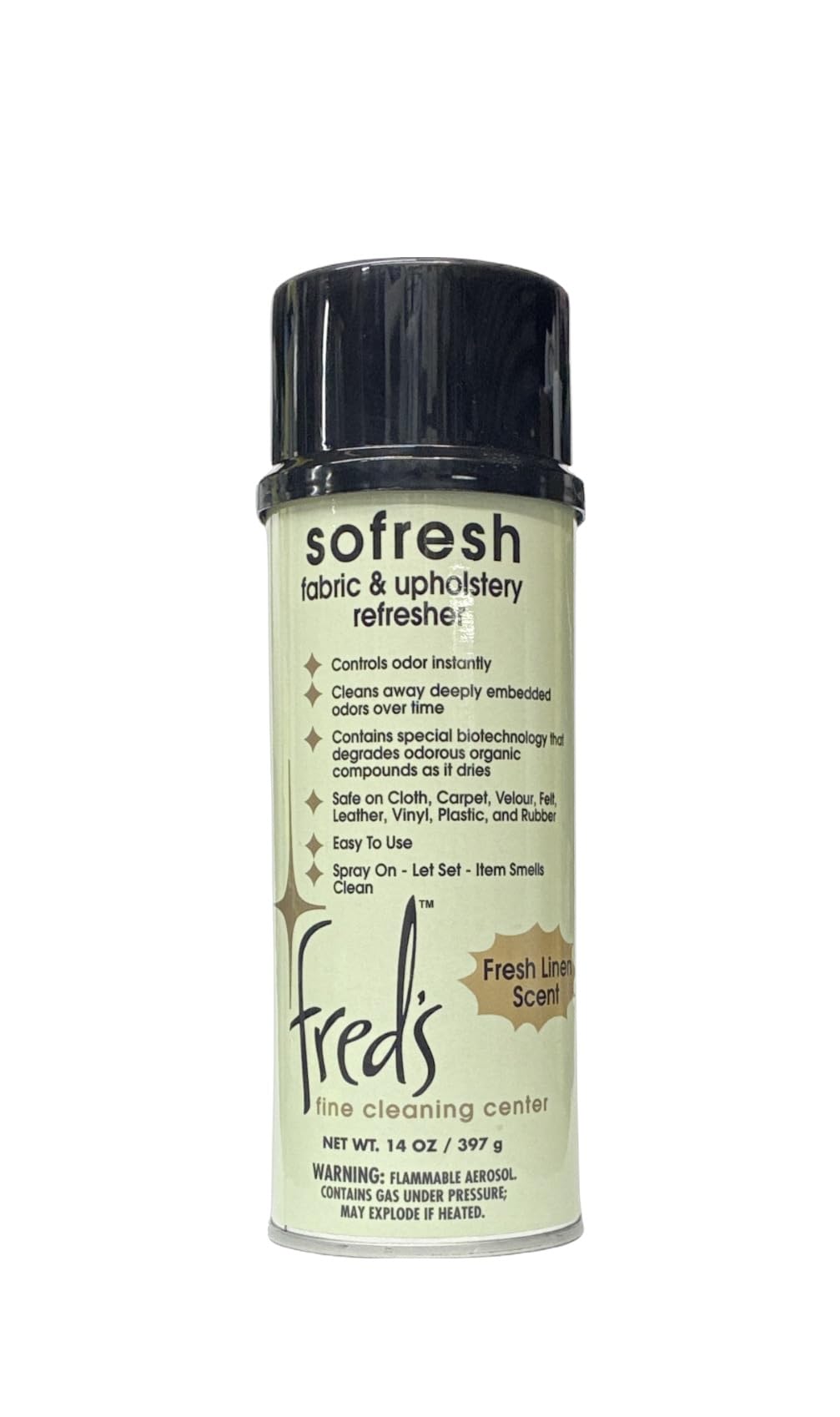 Fred's Sofresh Fabric and Upholstery Refresher - Odor Eliminator, Fabric Freshener for Couch, Carpet, Rugs, 14 Ounce, Fresh Linen Scent, Spray