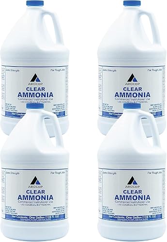 Elite Tool Center 4 Pack 1 Gallon Clear Ammonia Cleaning Solution Multi-Purpose Liquid 128oz Bottles