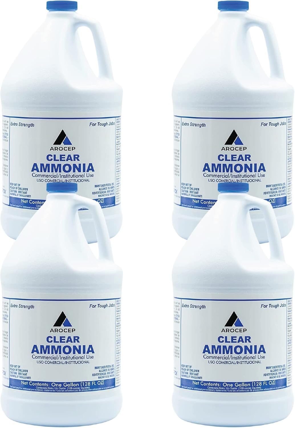 Elite Tool Center 4 Pack 1 Gallon Clear Ammonia Cleaning Solution Multi-Purpose Liquid 128oz Bottles