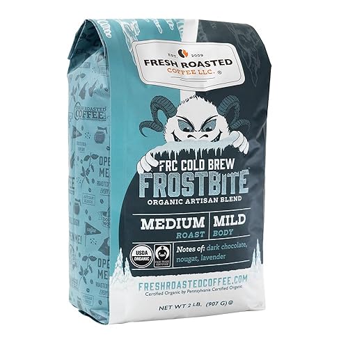 Fresh Roasted Coffee, Organic Frostbite Cold Brew Coarse Ground Coffee, Medium Roast, USDA Organic, 3rd Party Tested for Mold, Mycotoxin & Pesticides