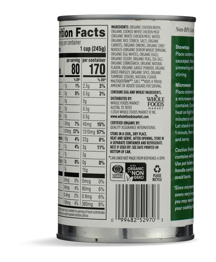 365 by Whole Foods Market, Organic Chicken Noodle Soup, 18.6 Ounce