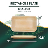 Planet Pantry Disposable 9"x6" Rectangle Plates (25 pcs) | Compostable Wooden Bamboo Plates | for Party, Wedding, Charcuterie Cheese Board |