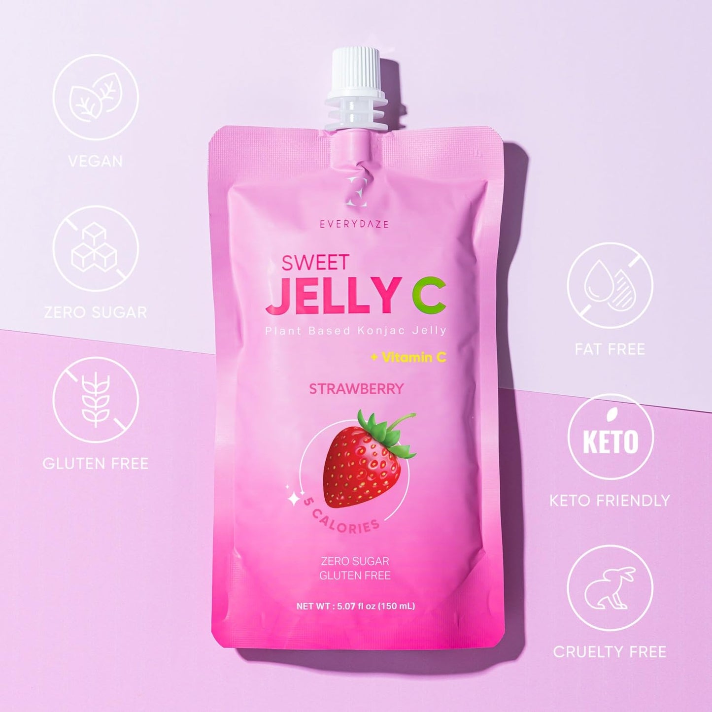 EVERYDAZE Sweet Jelly C Konjac Jelly | Vegan, Gluten Free, Sugar Free, Low Calorie | Healthy Drinkable Fruit Snack | 10 Pack Box Food Drink Pouch