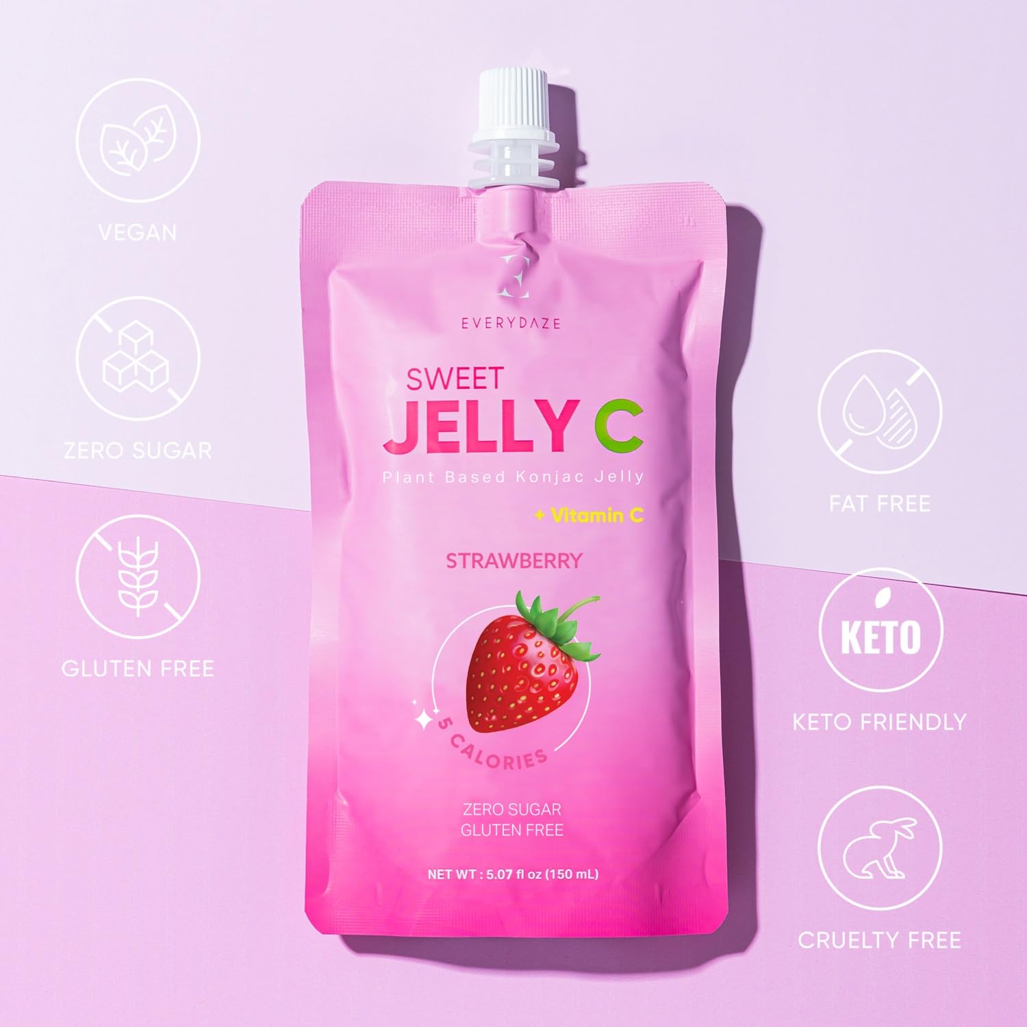 EVERYDAZE Sweet Jelly C Konjac Jelly | Vegan, Gluten Free, Sugar Free, Low Calorie | Healthy Drinkable Fruit Snack | 10 Pack Box Food Drink Pouch