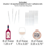 Big Dot of Happiness Vino Before Vows - Dessert Cupcake Toppers - Winery Bridal Shower or Bachelorette Party Clear Treat Picks - Set of 24