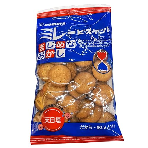 Nomura Irimame Makime Mire Biscuits (4.58oz). Thin retro style wheat cookies from Japan. (TCS-14 L-1) - Pack of 6