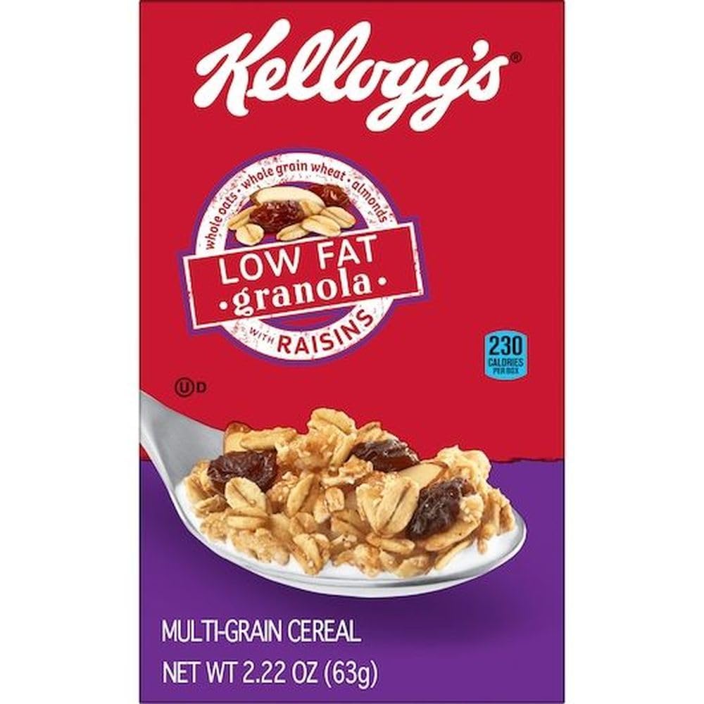 Kellogg's Low Fat Granola Cereal, With Raisins, 2.22oz (70 Count)