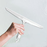iDesign Plastic Bath Squeegee for Glass with Suction Hook Holder - 12", Clear