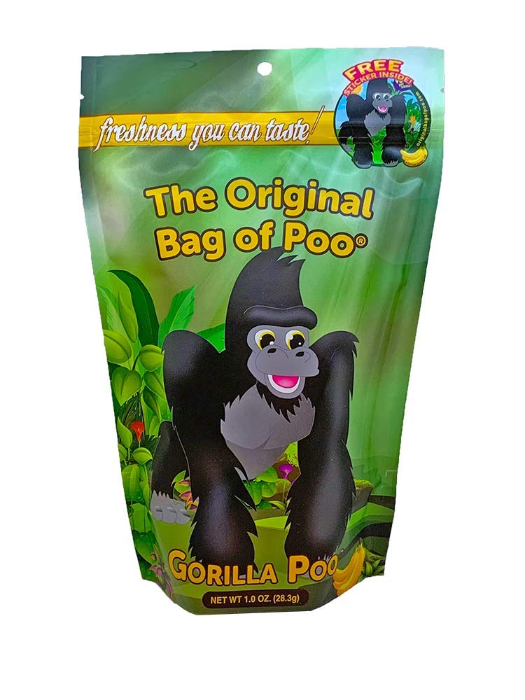 The Original Bag of Poo®, Gorilla Poo (Banana Flavor Cotton Candy) Novelty Poop Gag Gift. Free sticker inside.