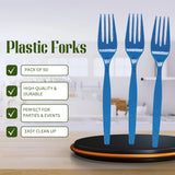Fun Express - Royal Blue Plastic Forks (50 Pc) - Party Supplies - Solid Tableware - Cutlery - 50 Pieces