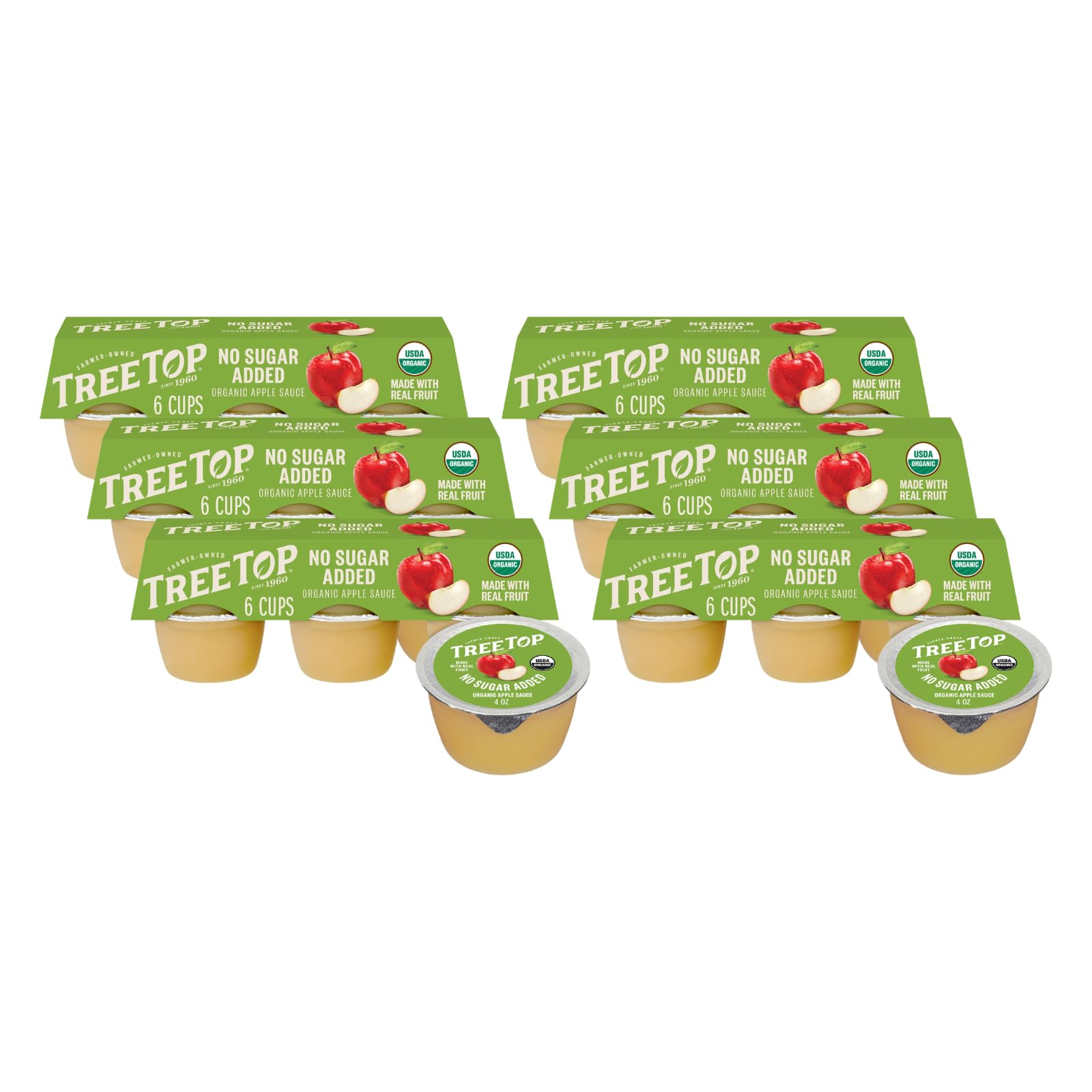 Tree Top Apple Sauce Organic No Sugar Added, 6 Count (Pack Of 6)