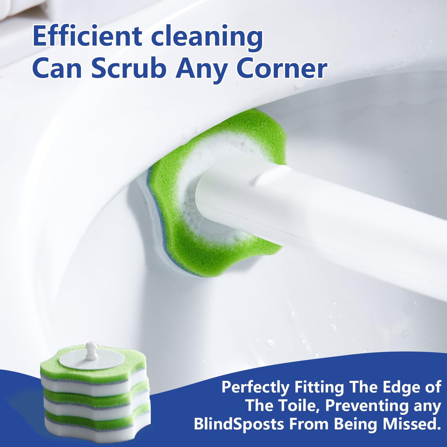 Magic Sponge Eraser Disposable Toilet Brush Set, Wall Mounted Toilet Bowl Brush and Holder with 30 Magic Sponge Eraser Wand Refills