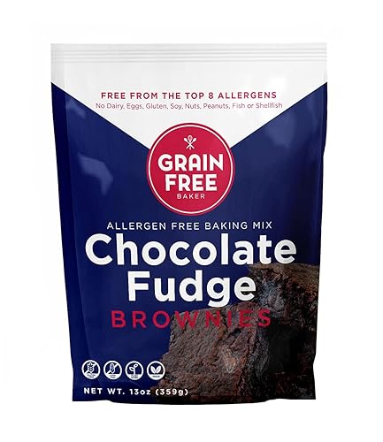 Gluten Free Fudge Brownie Baking Mix by The Grain Free Baker- Vegan & Gluten Free - Low Carb - Top 8 allergen free - Healthy and Natural Ingredients - 13 Oz