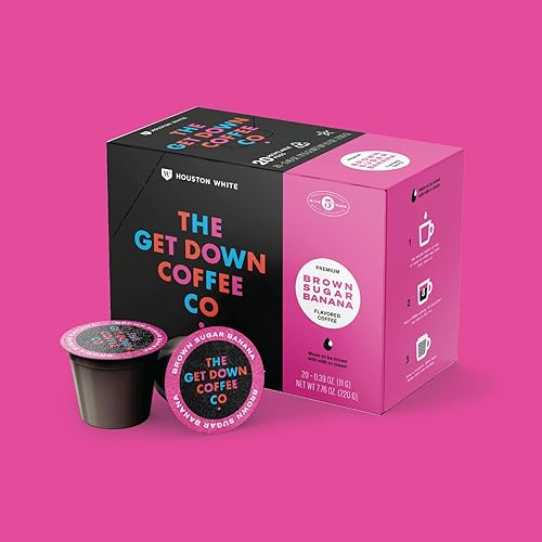 The Get Down Coffee Co. Brown Sugar Banana Flavored Coffee Pods 20 ct, 100% Arabica Coffee, Single Serve Coffee Pods Compatible with K Cups Brewers
