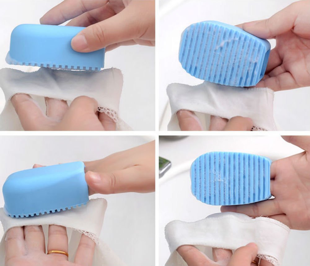 AKOAK 2 Pcs Candy Color Blue and Pink Silicone Washboard Creative Mini Handheld Laundry Washboard