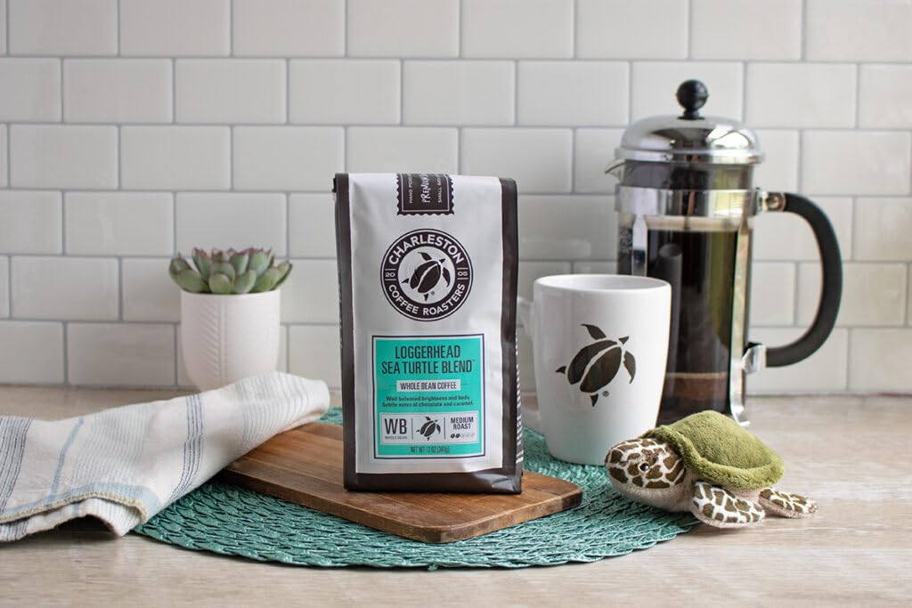 Charleston Coffee Roasters | Specialty Organic Whole Bean Coffee | Hand Picked, Premium Slow Roast (Loggerhead Sea Turtle Blend) 12oz