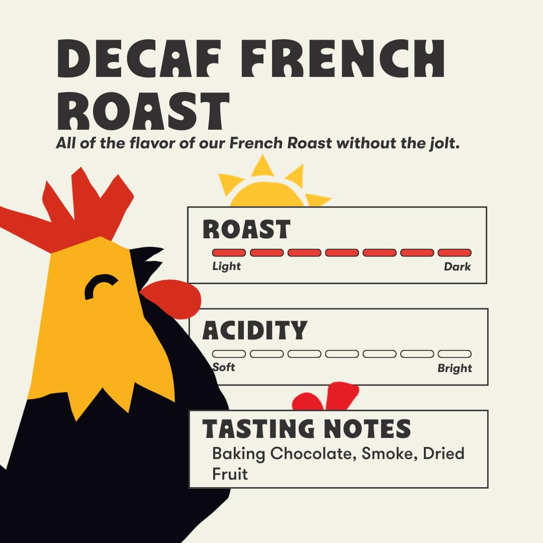 Peace Coffee Decaf French Roast Whole Bean Coffee, Dark Roast, 12 oz, Organic Fair Trade, Nutty, Bold Flavor, Shade Grown, Fresh Roasted