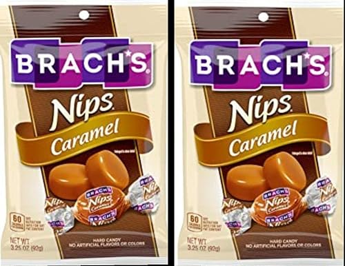 Brach's Nips Caramel Flavor 3.25oz bag 2-PACK Individually Wrapped Gluten Free Candy