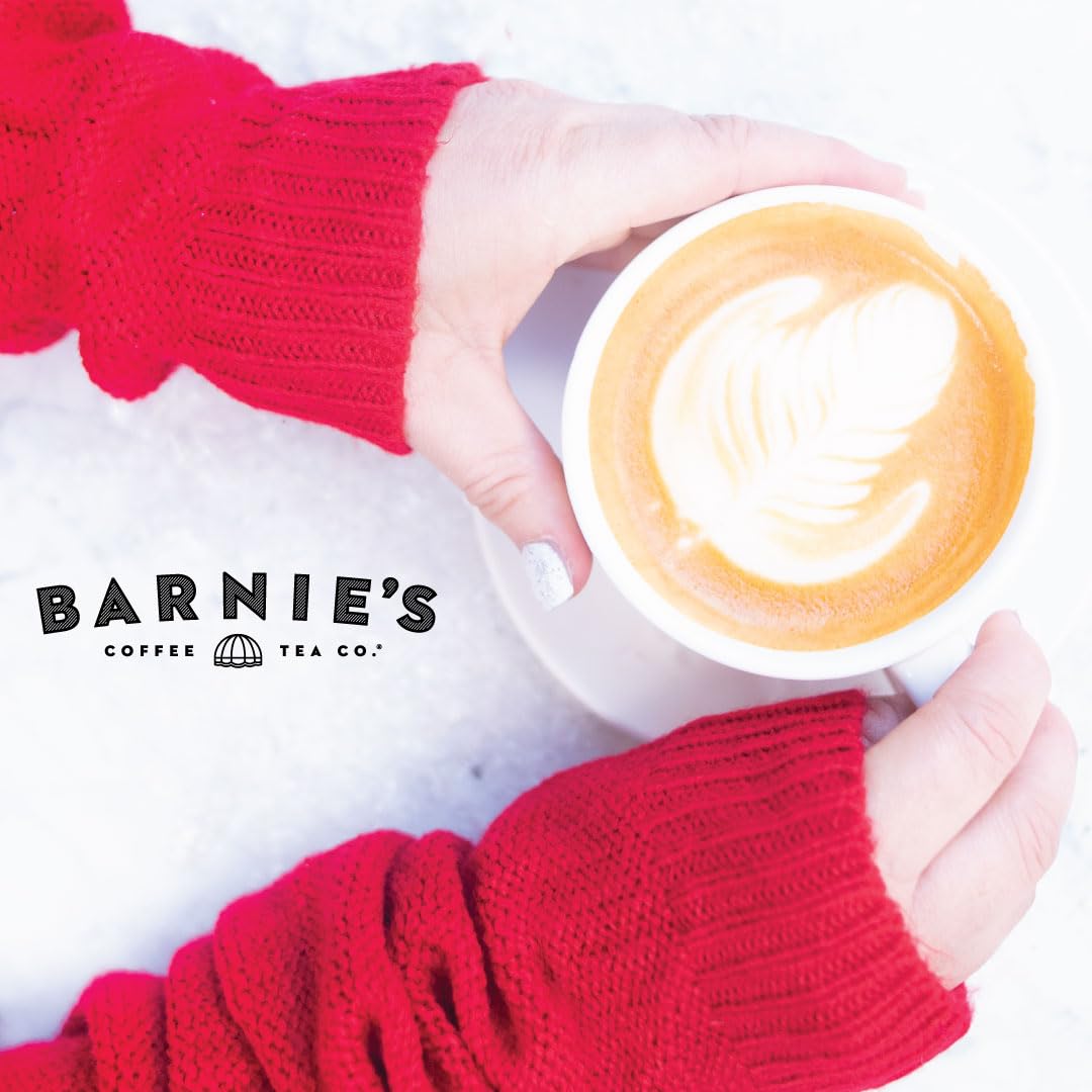 BARNIE'S COFFEE TEA Santa's White Christmas Ground Coffee with Smooth Coconut, Caramel, and Warm Vanilla Flavors, Medium Roasted Arabica Coffee Beans
