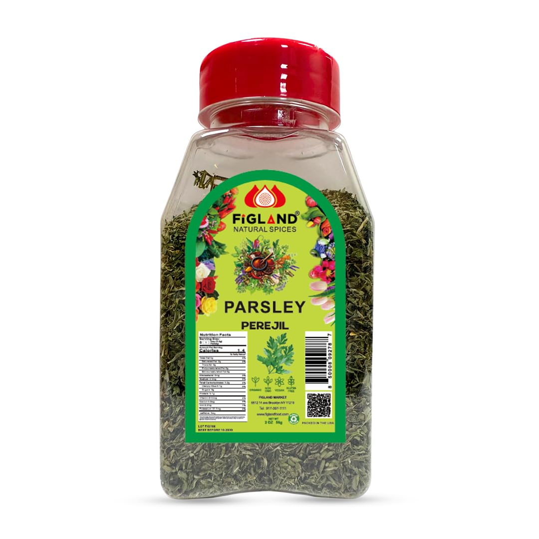FIGLAND Natural Dried Parsley Flakes - Premium Fresh Green Herb for Cooking, Seasoning & Garnish - Non-GMO, Gluten-Free, Aromatic Leaf for Soups